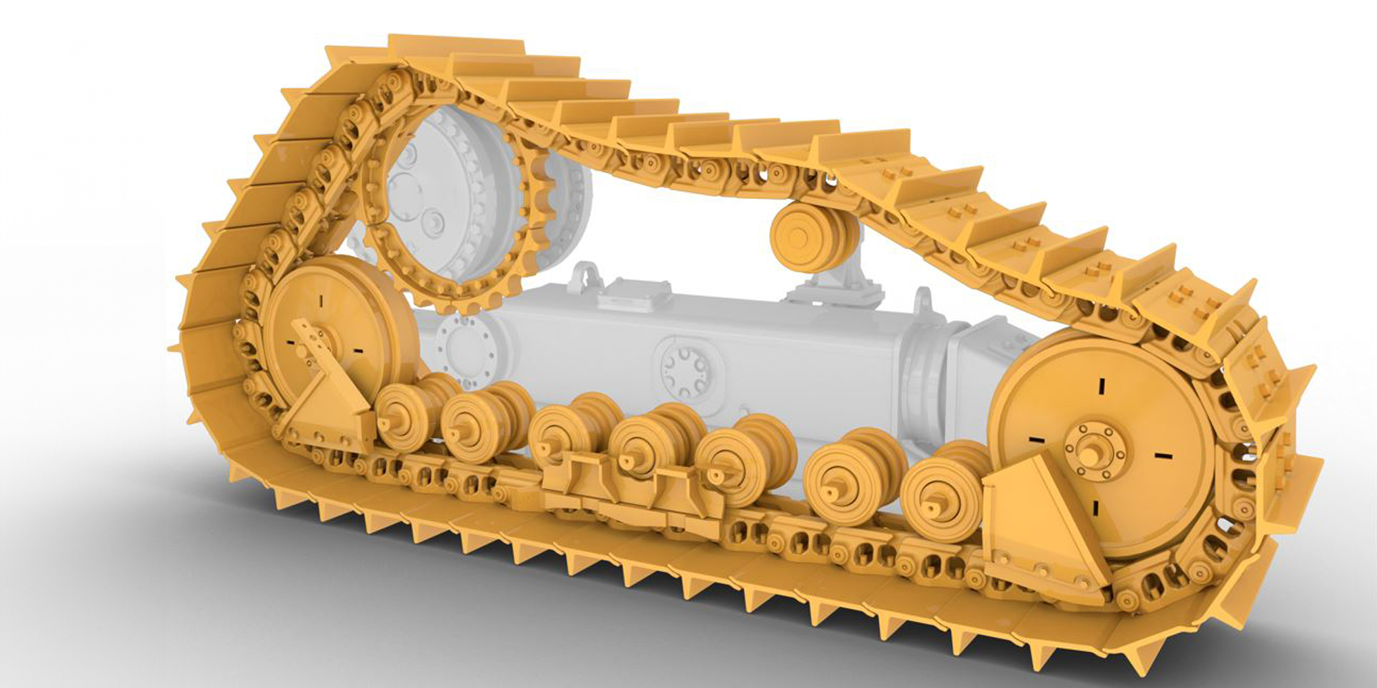 A diagram showing the tracks of a Cat tracked machine